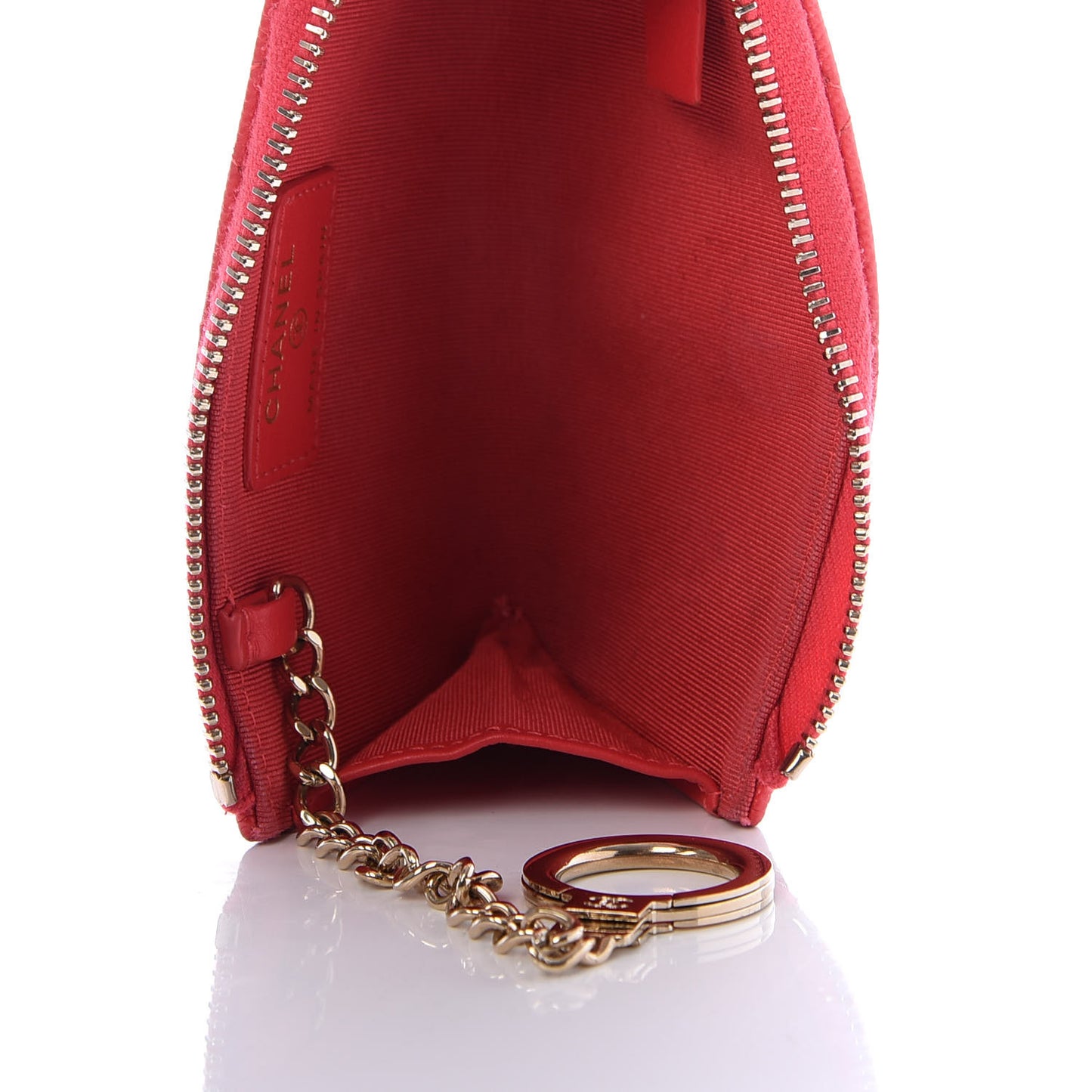 Caviar Quilted Zipped Key Holder Case Red