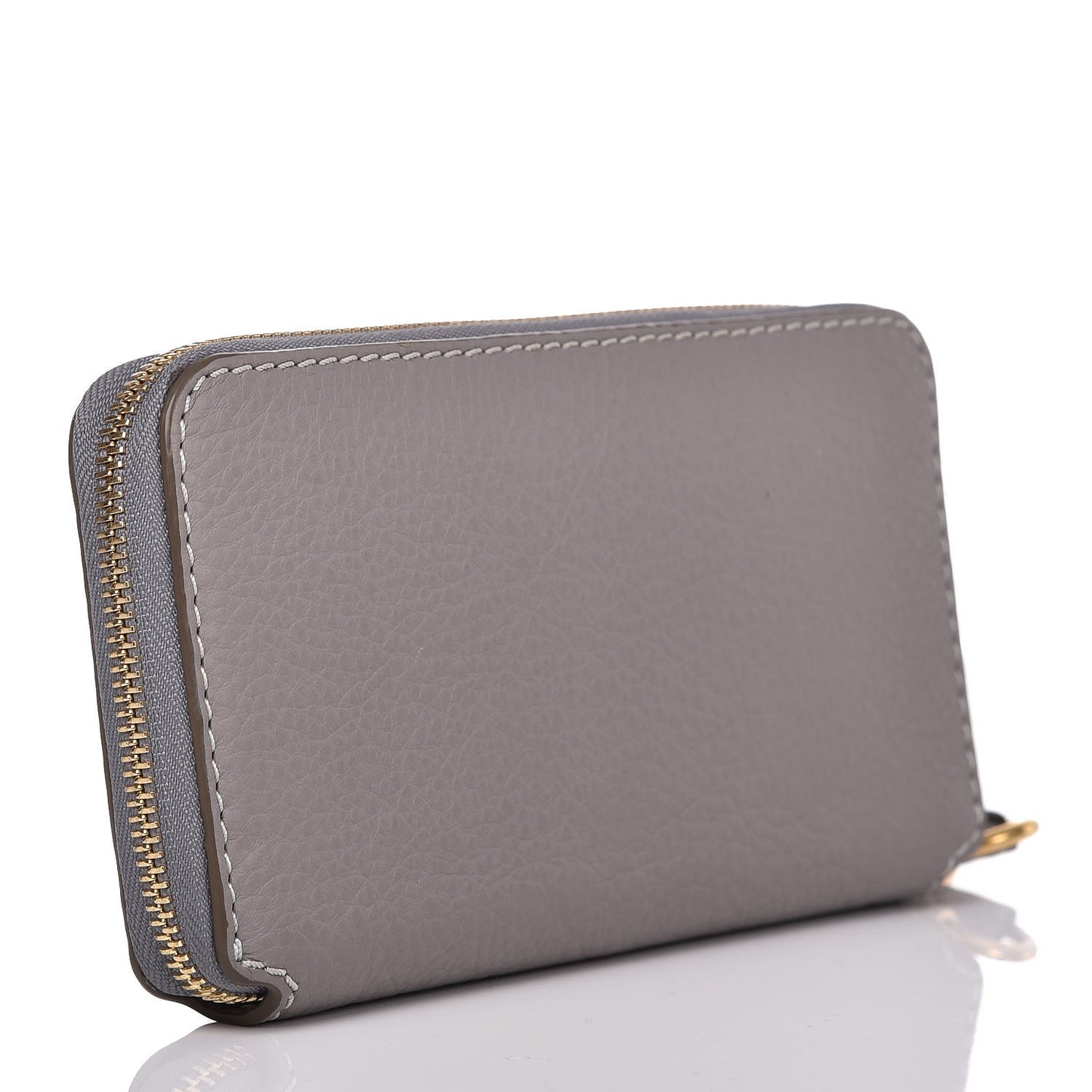 Calfskin Marcie Long Zip Around Wallet Cashmere Grey