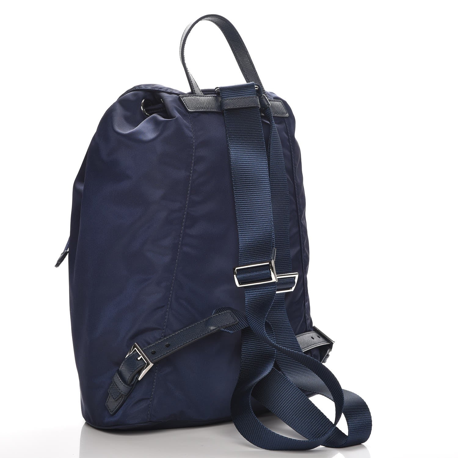 Prada Nylon Vela Saffiano Medium Cinch Backpack Baltico 3 of 9