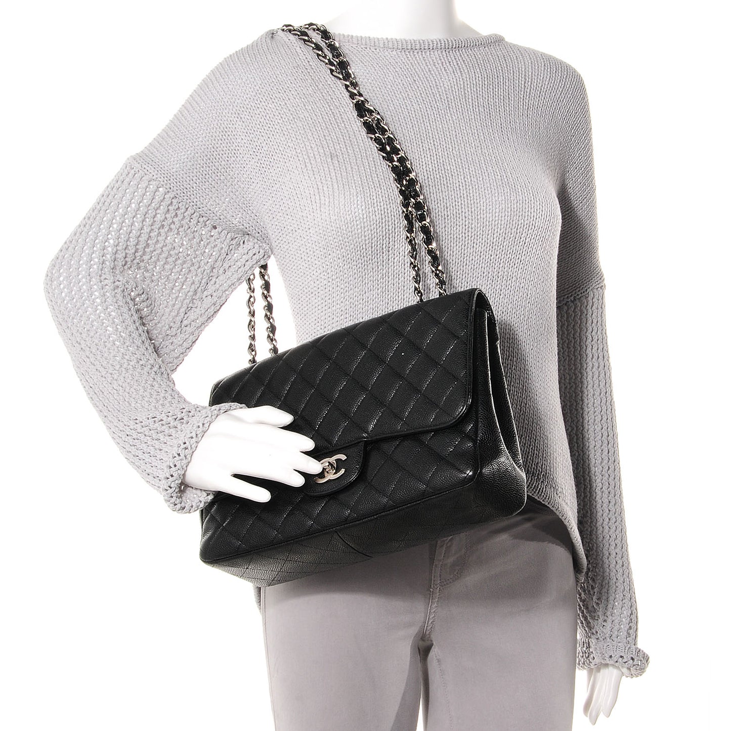 Caviar Jumbo Single Flap Black