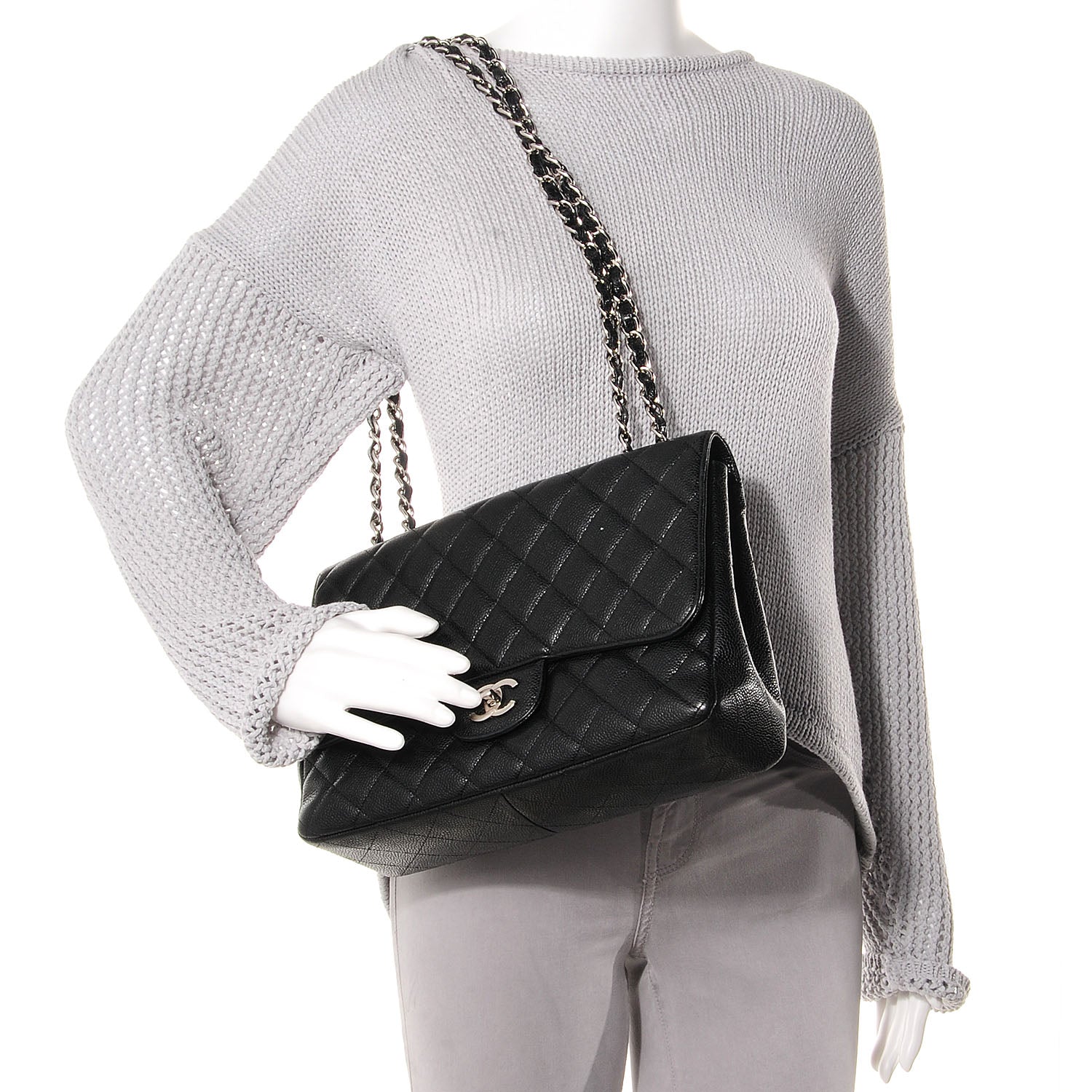 Chanel Caviar Jumbo Single Flap Black 2 of 7