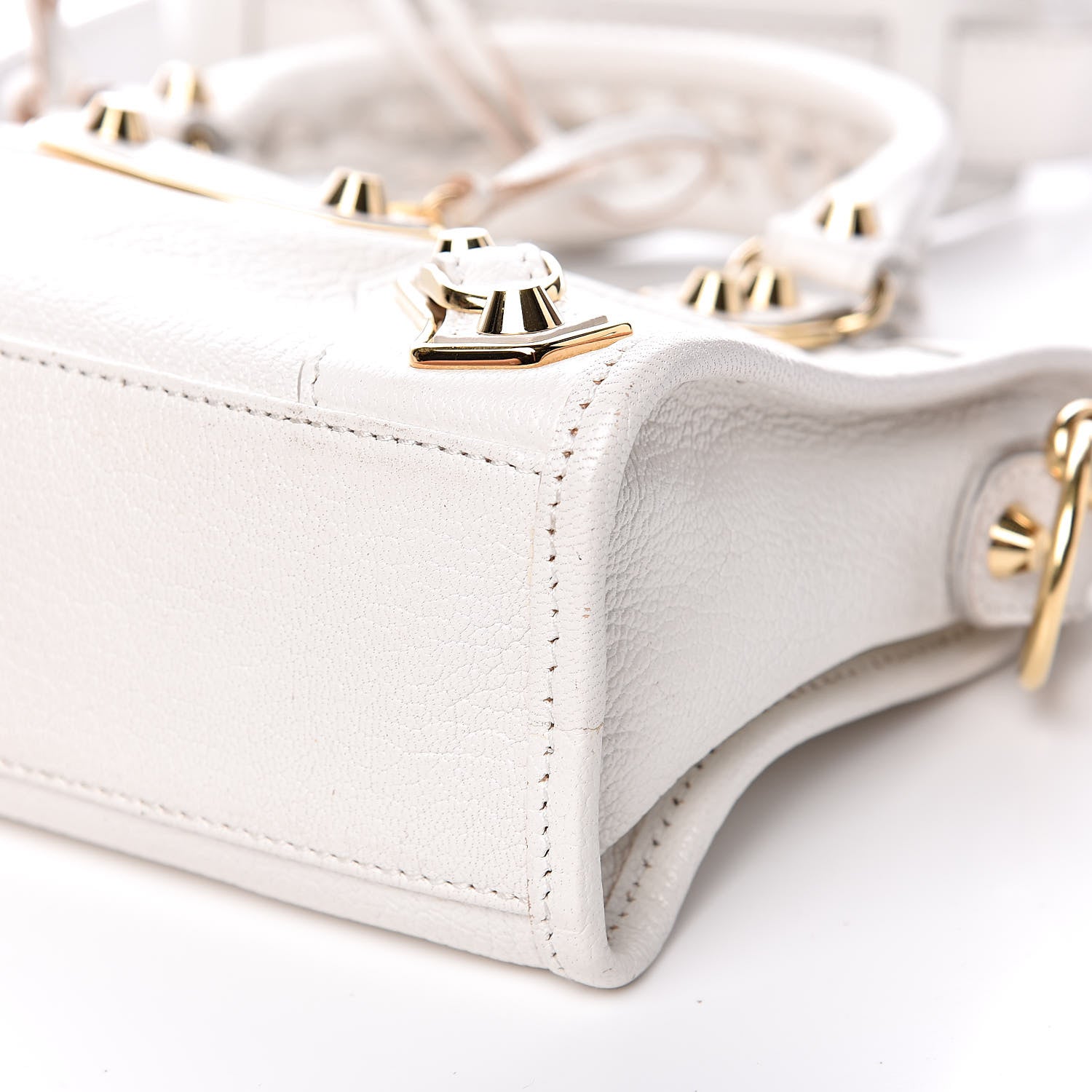 Balenciaga Chevre Gold Metallic Edge Hardware Mini City White 10 of 11