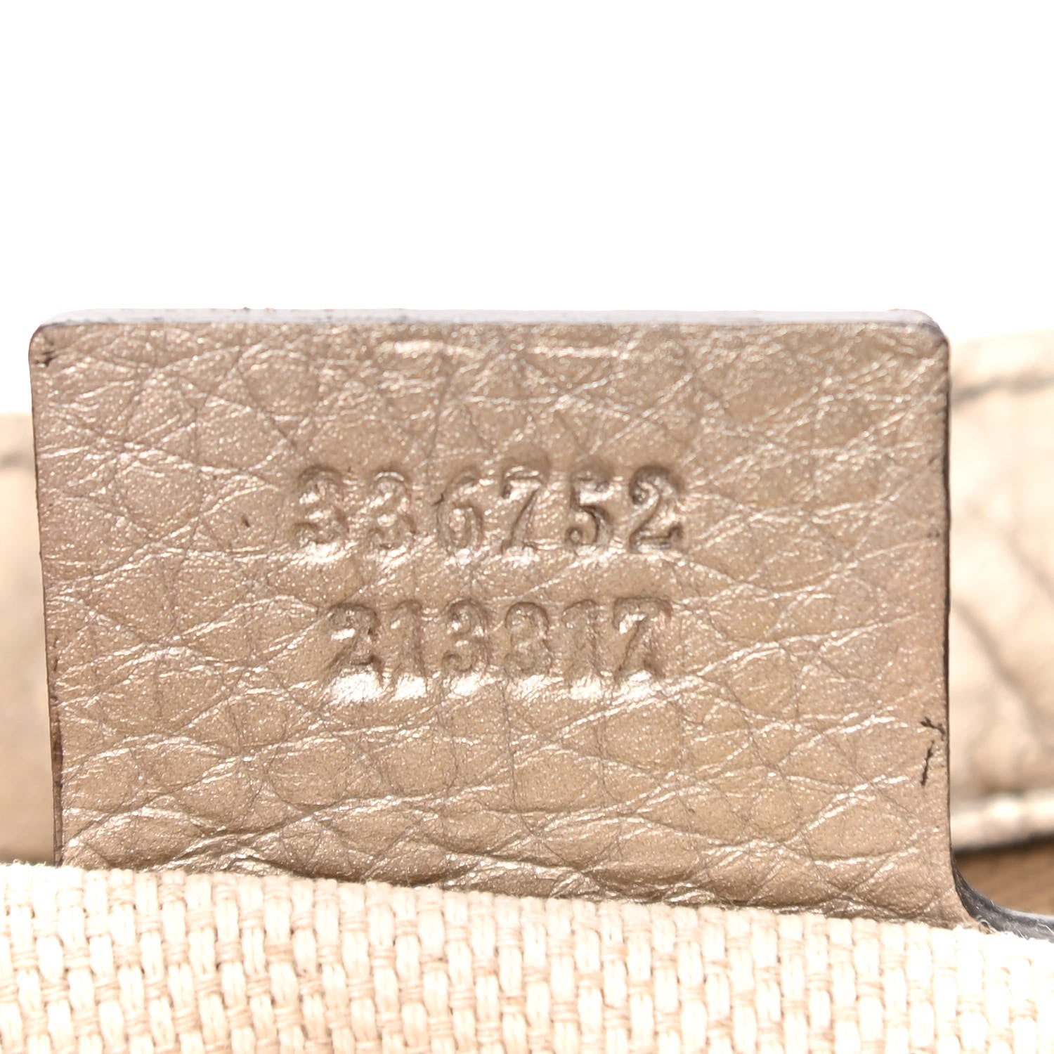 Gucci Metallic Pebbled Calfskin Medium Soho Flap Crossbody Golden Beige 6 of 10