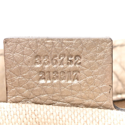 Gucci Metallic Pebbled Calfskin Medium Soho Flap Crossbody Golden Beige 6 of 10