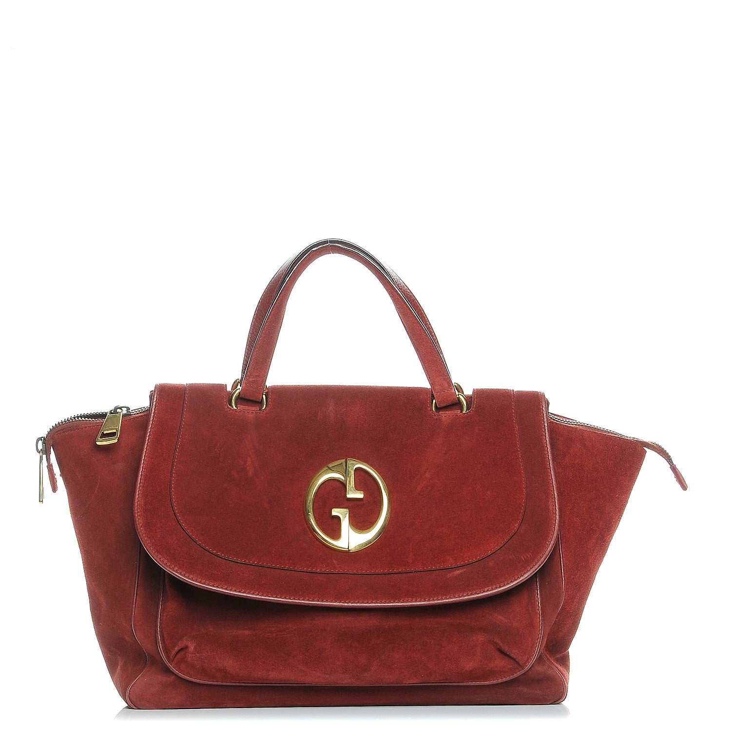 Gucci Suede Medium 1973 Top Handle Satchel Red 1 of 12