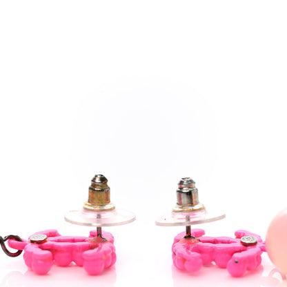 Chanel Enamel Resin Pearl CC Drop Earrings Pink 3 of 4
