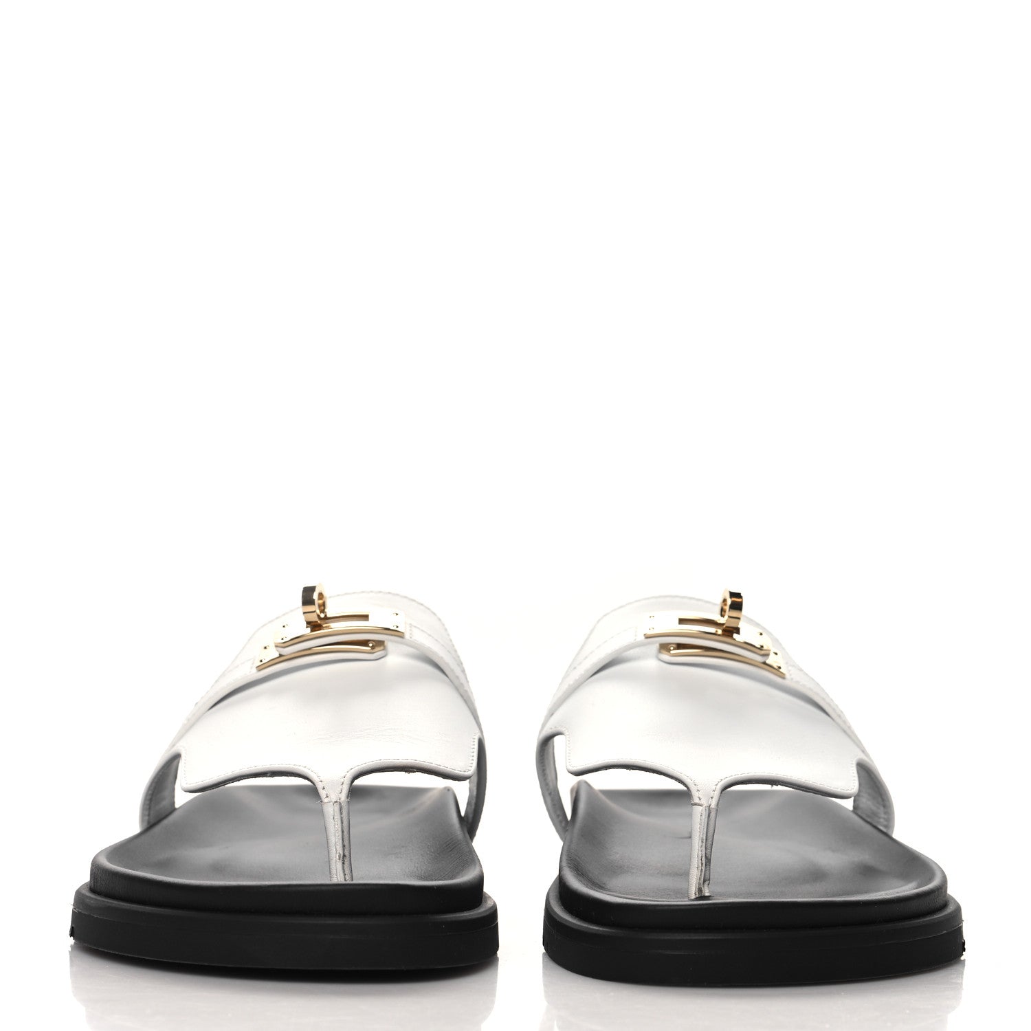 Hermes Calfskin Womens Empire Sandals 37 White 3 of 9