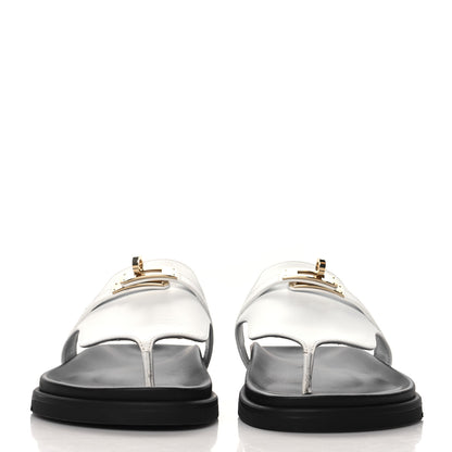 Hermes Calfskin Womens Empire Sandals 37 White 3 of 9