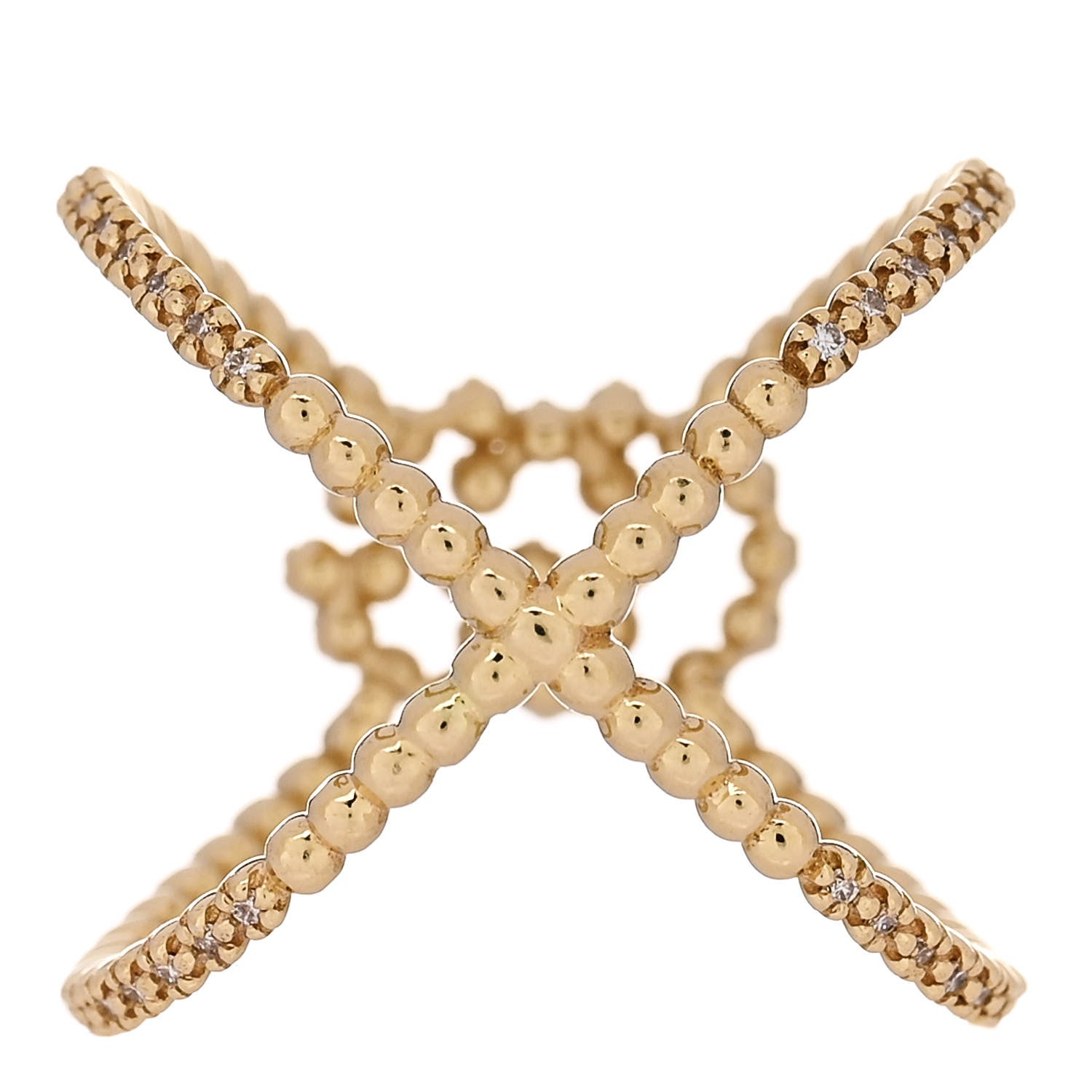 Gucci 18K Yellow Gold Diamond GG Running X Ring 52 6 4 of 5