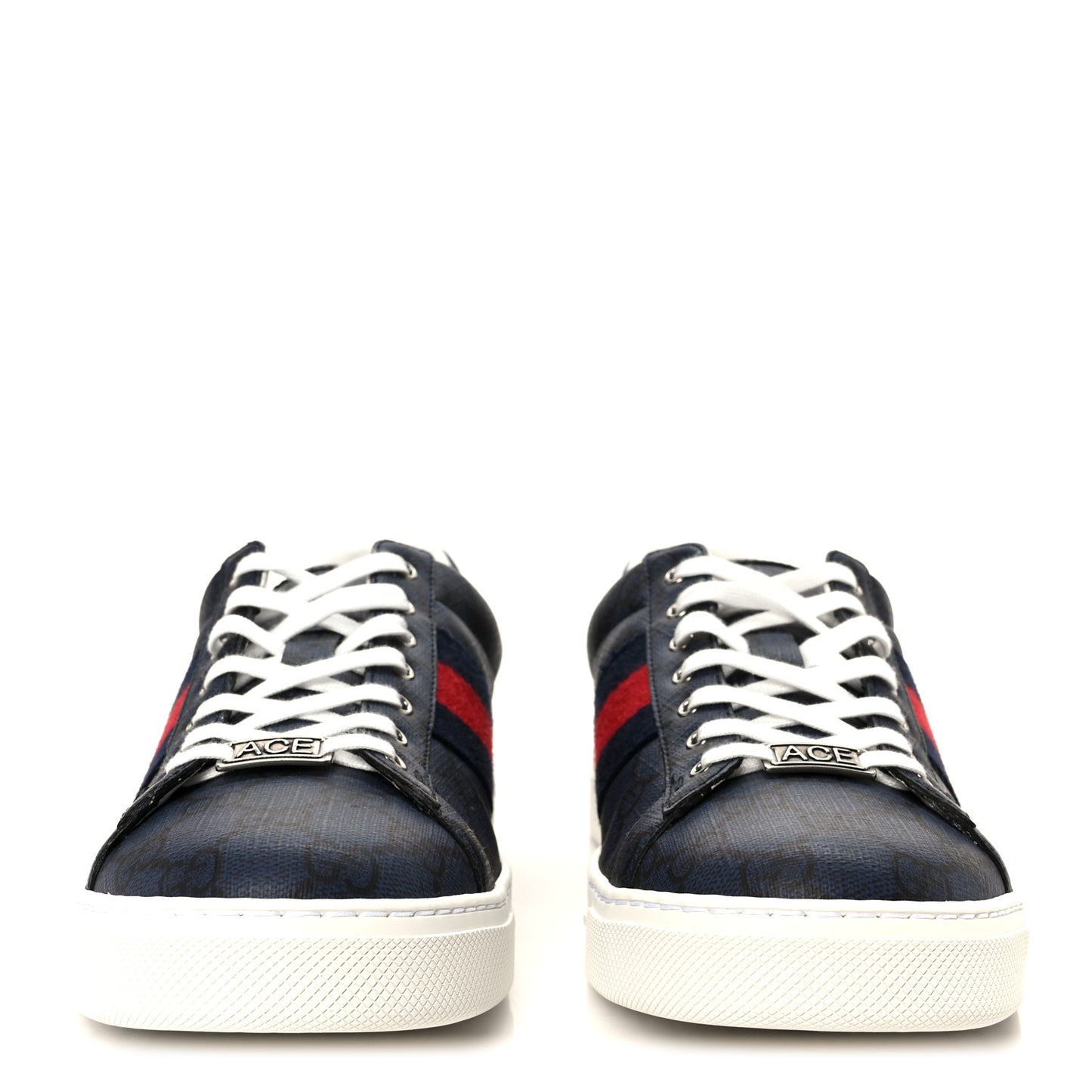 GG Supreme Monogram Web Mens New Ace Sneakers 8 Dark Blue