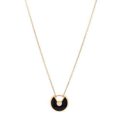 Cartier 18K Pink Gold Diamond Black Onyx XS Amulette de Cartier Pendant Necklace 1 of 4