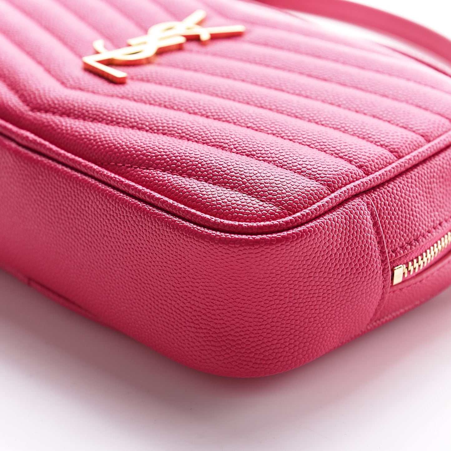 Grain De Poudre Matelasse Monogram Mini Lou Camera Bag Fuchsia