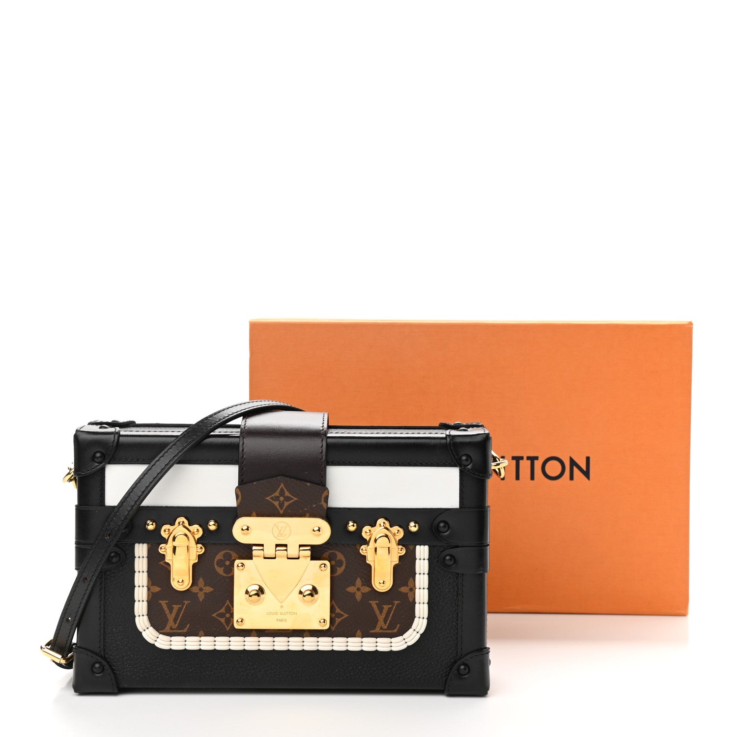 Louis Vuitton Monogram Calfskin Petite Malle Black White 10 of 10