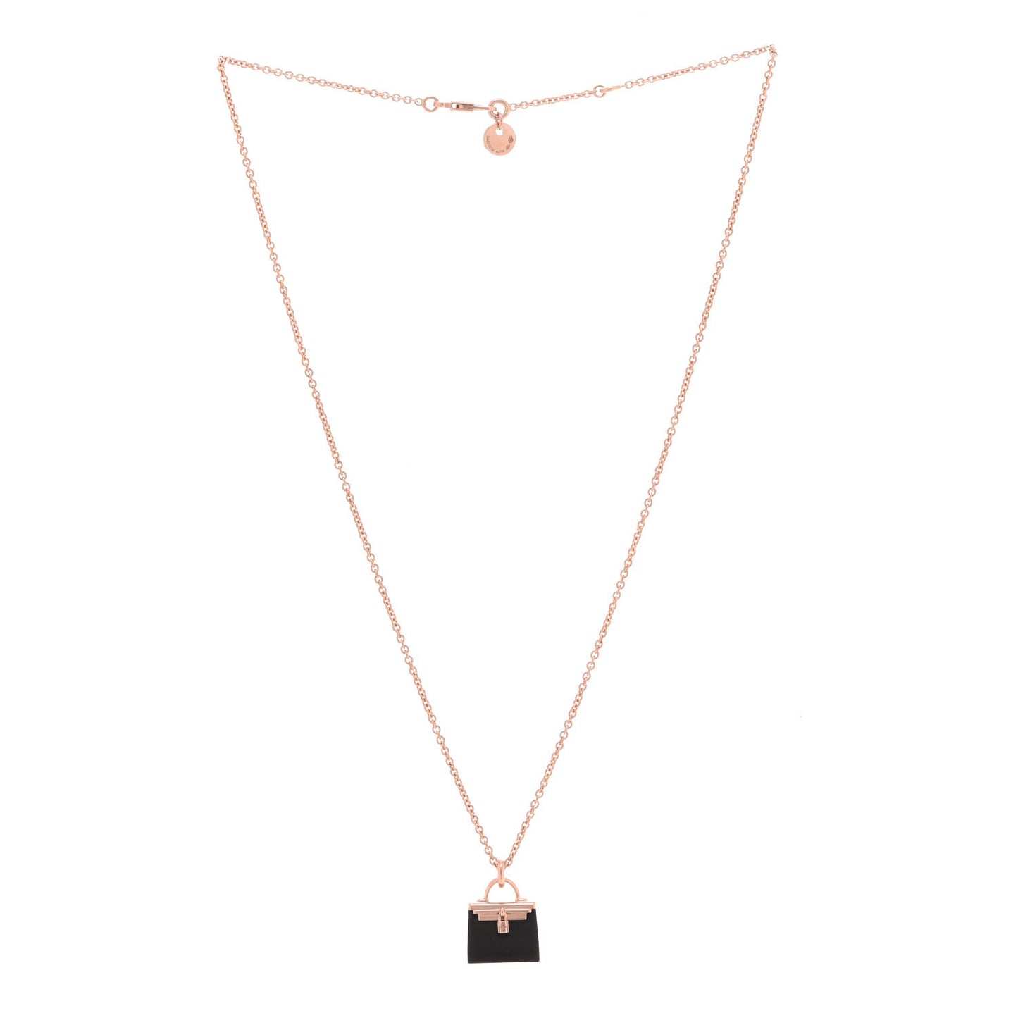 18K Rose Gold Black Jade Kelly Amulettes Pendant Necklace