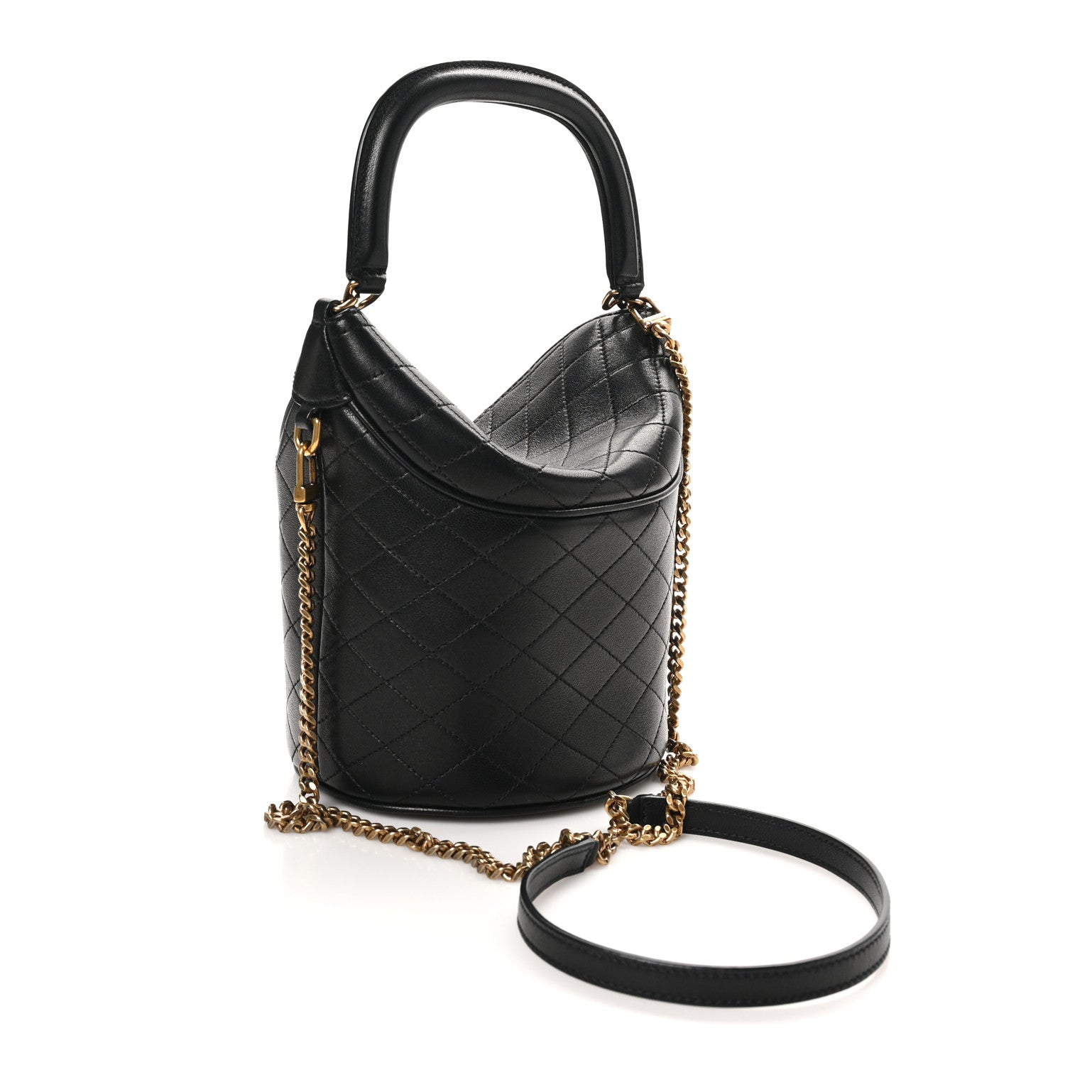 Saint Laurent Lambskin Gabby Mini Bucket Bag Black 2 of 10