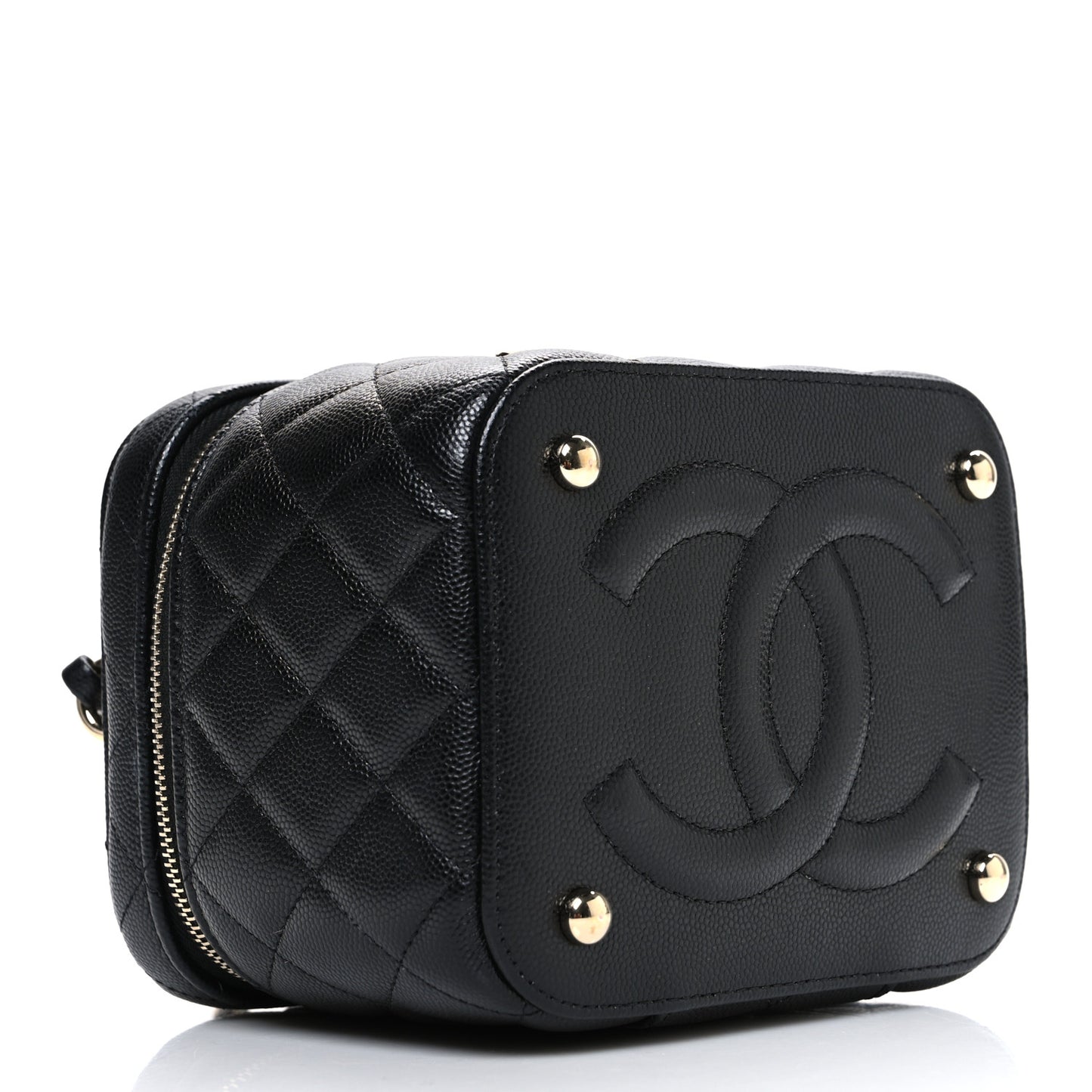 Caviar Quilted Small CC Vanity Case Black Black