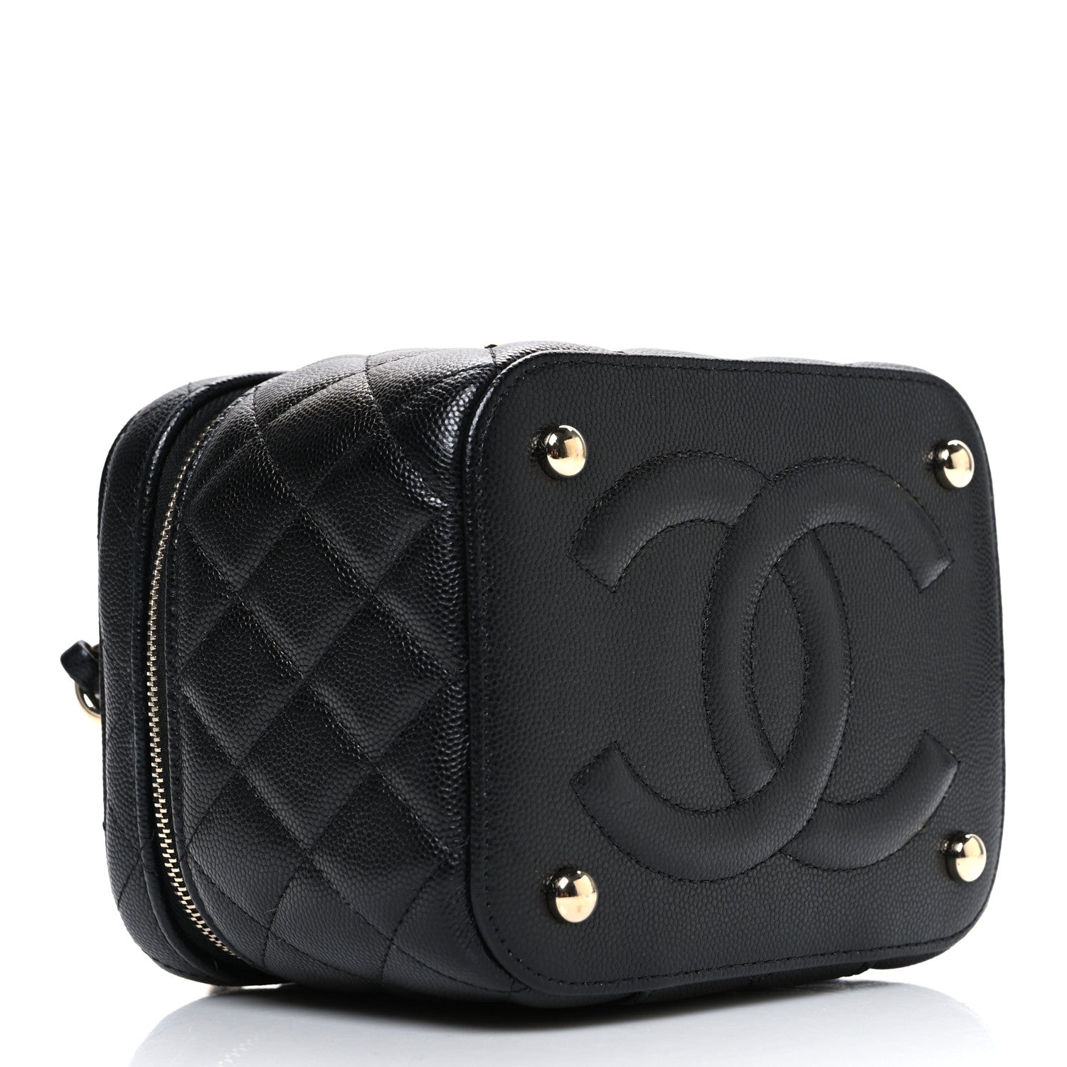 Chanel Caviar Quilted Small CC Vanity Case Black Black 4 of 10