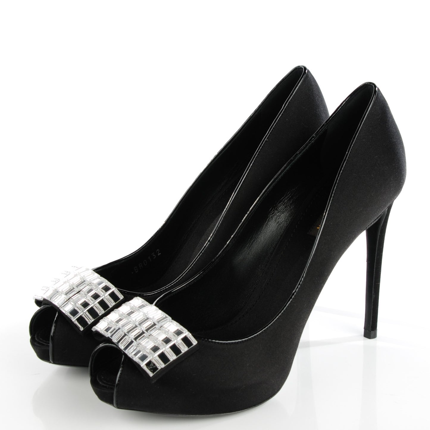 Satin Music Hall Open Toe Pumps 40 Black