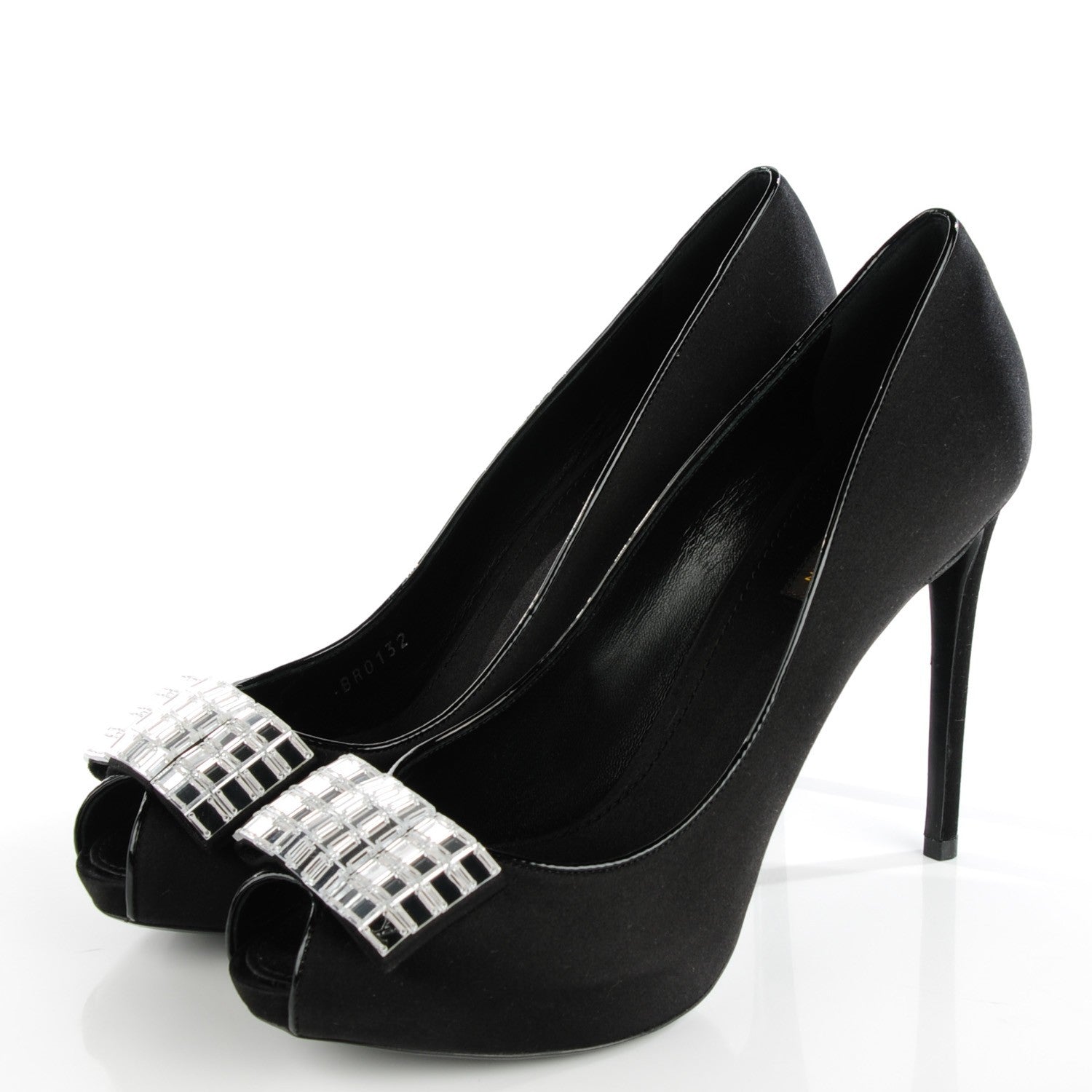 Louis Vuitton Satin Music Hall Open Toe Pumps 40 Black 3 of 9