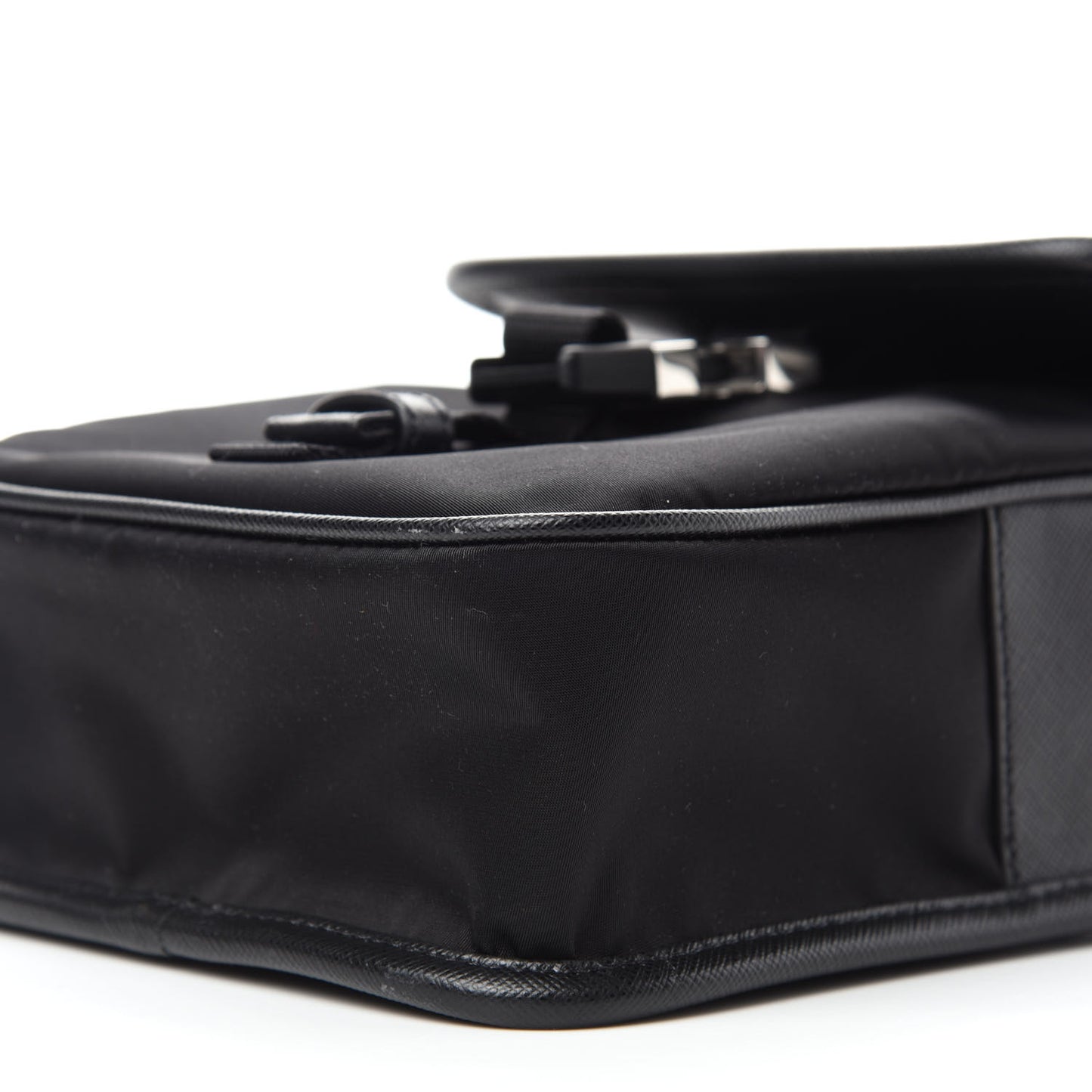 Tessuto Nylon Saffiano Logo Messenger Bag Black