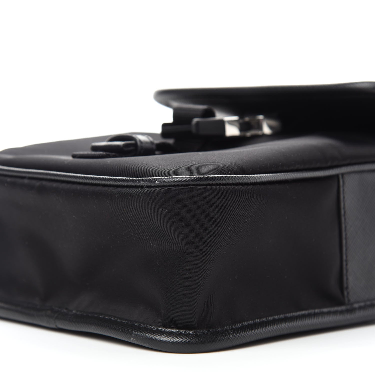 Prada Tessuto Nylon Saffiano Logo Messenger Bag Black 9 of 10