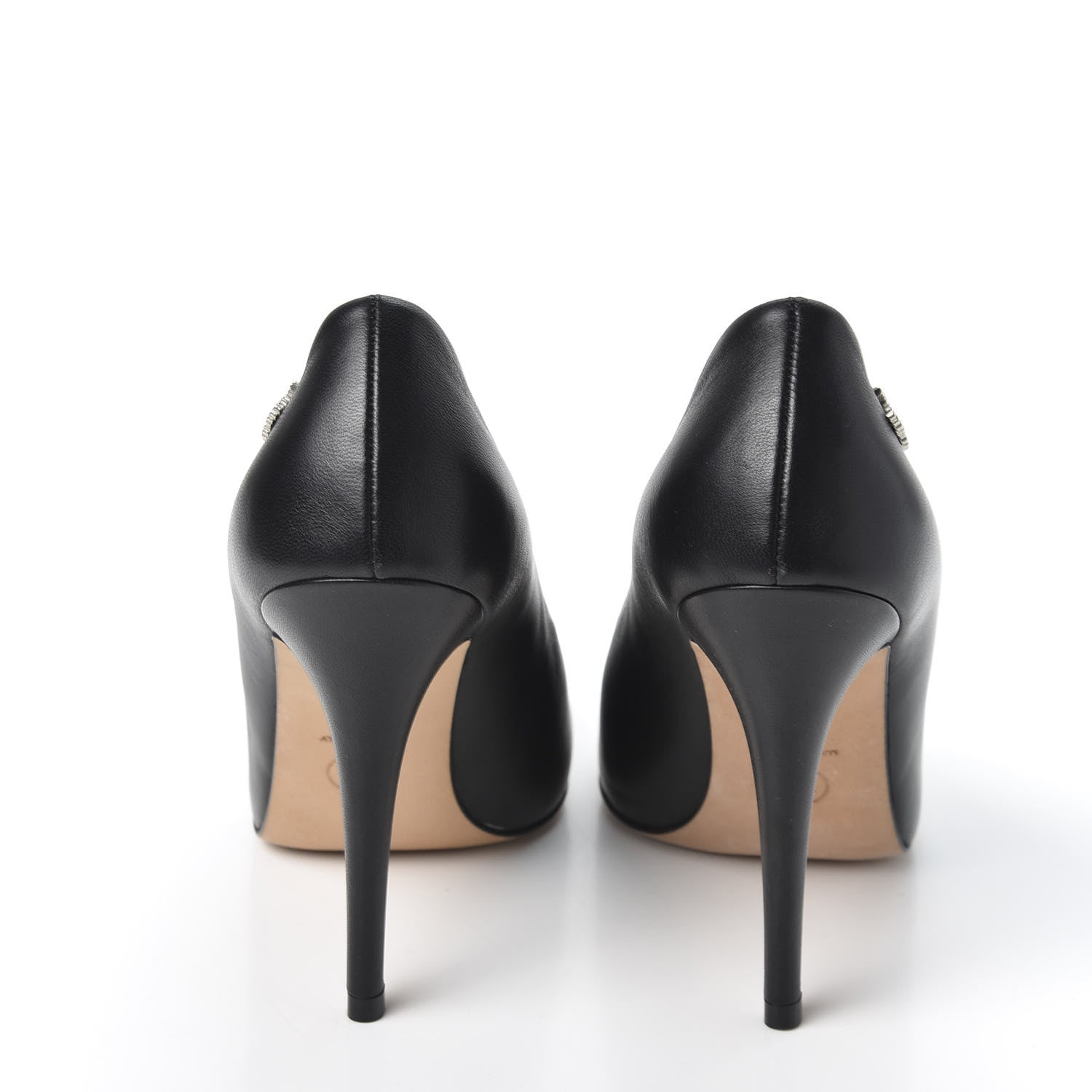 Chanel Lambskin CC Pumps 37.5 Black 6 of 12