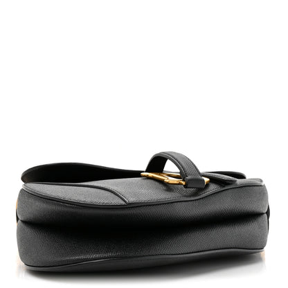 Christian Dior Grained Calfskin Saddle Bag With Strap Black 4 of 10
