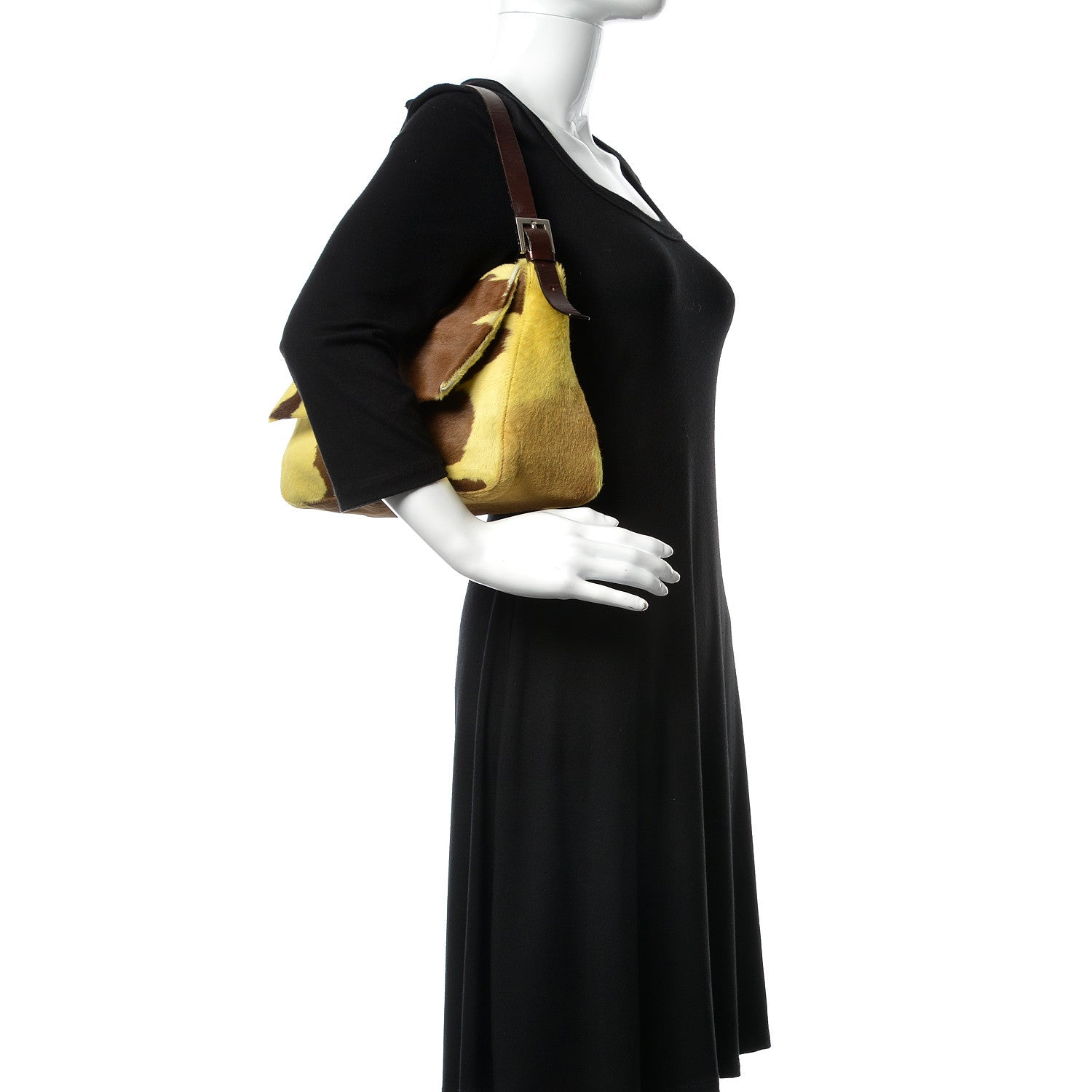 Fendi Calf Hair Mama Baguette Yellow Brown 2 of 11