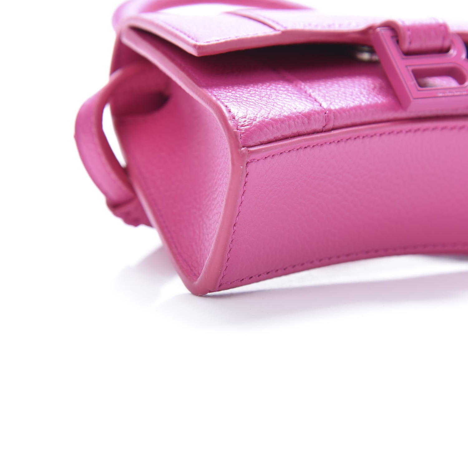 Balenciaga Grained Calfskin Tonal B Hourglass Top Handle Bag Mini Fuchsia 8 of 9