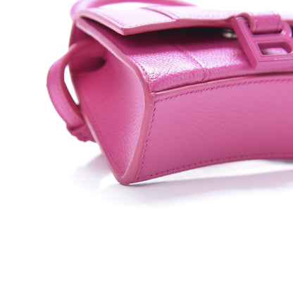 Balenciaga Grained Calfskin Tonal B Hourglass Top Handle Bag Mini Fuchsia 8 of 9
