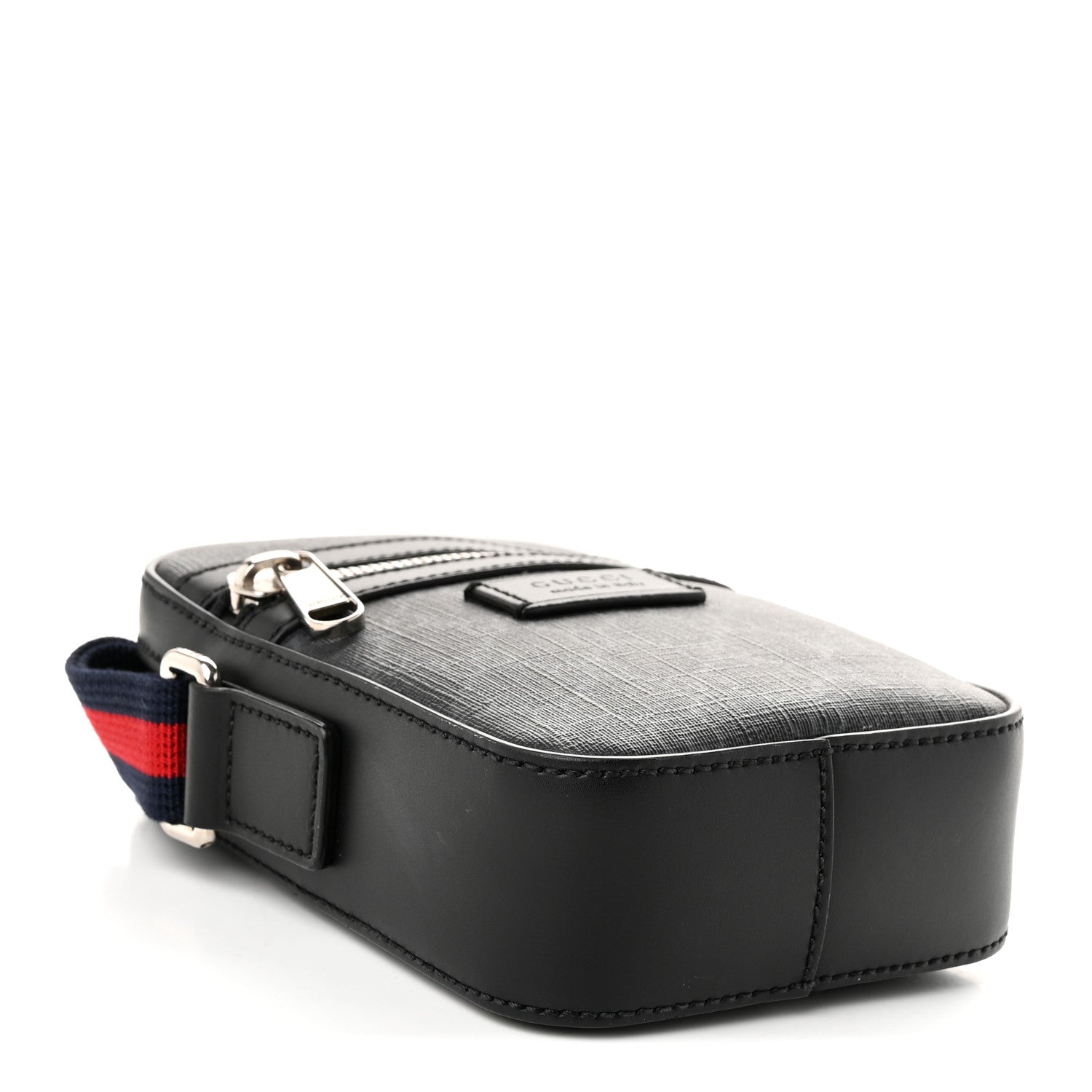 Gucci GG Supreme Monogram Appia Calfskin Web Small Camera Messenger Bag Black Grey 4 of 11