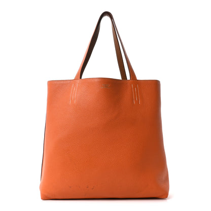 Hermes Taurillon Clemence Double Sens Reversible Tote Orange Gold 10 of 15