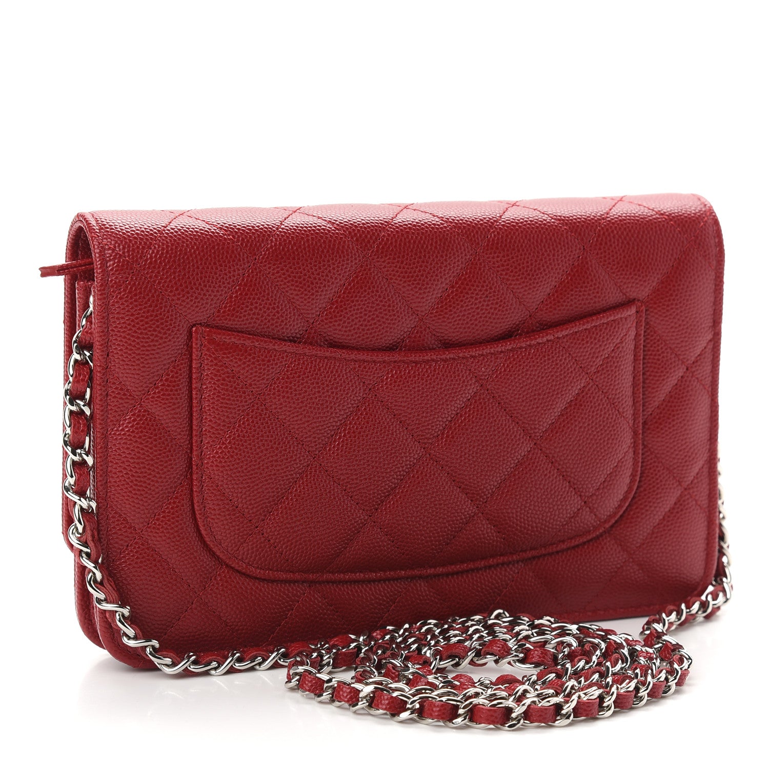 Chanel Caviar Quilted Wallet On Chain WOC Red 3 of 10