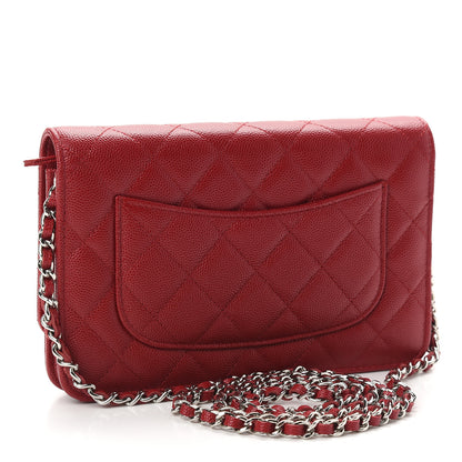 Chanel Caviar Quilted Wallet On Chain WOC Red 3 of 10