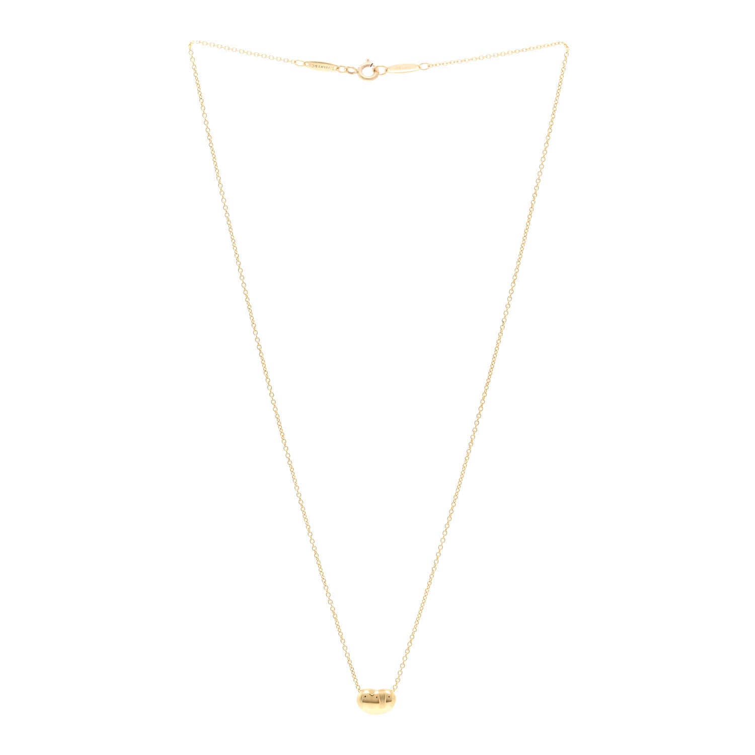 Tiffany 18K Yellow Gold 9mm Elsa Peretti Bean Pendant Necklace 3 of 4