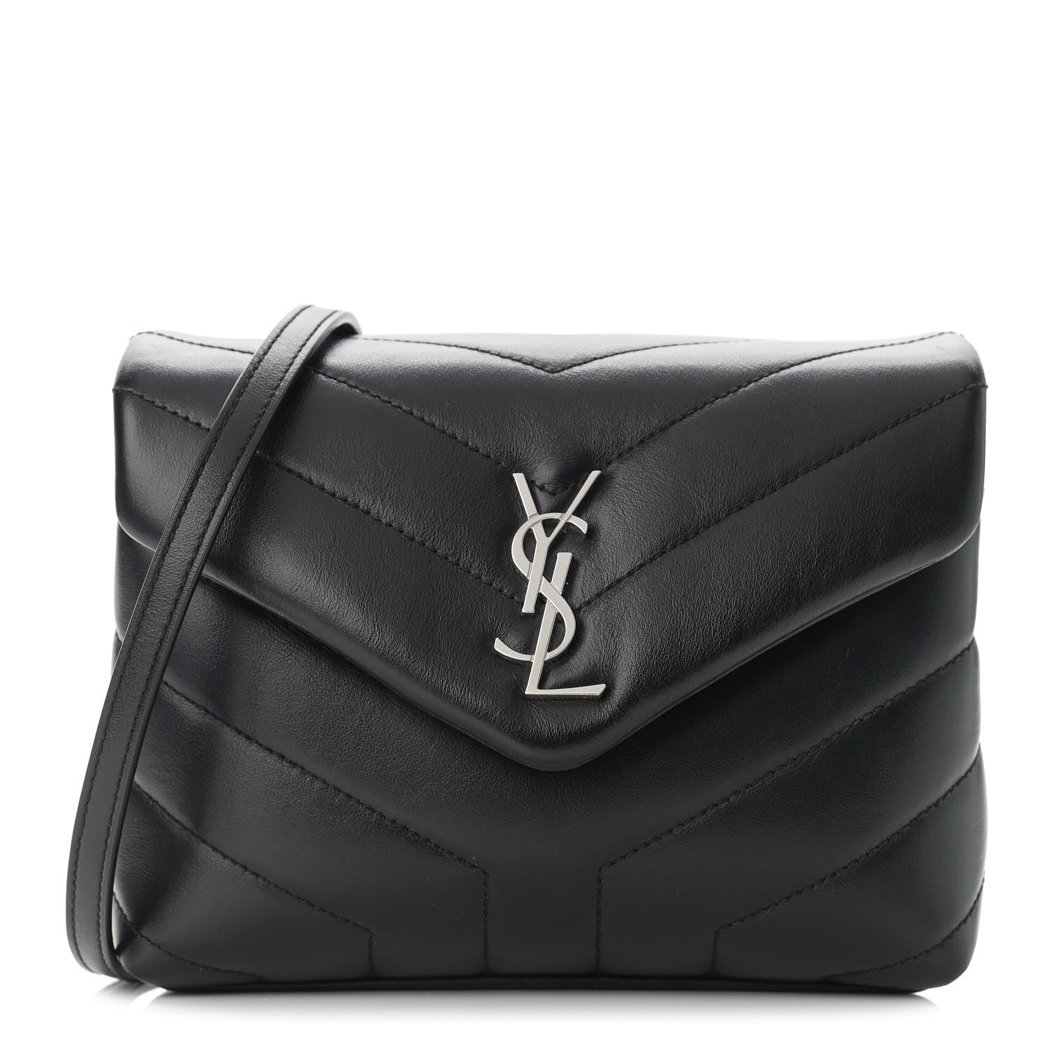 Saint Laurent Calfskin Y Quilted Monogram Toy Loulou Crossbody Bag Black 1 of 14