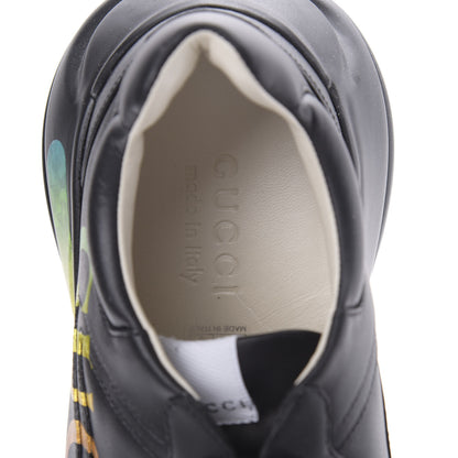 Gucci Calfskin Iridescent Logo Mens Rhyton Sneakers 7.5 Black 7 of 9
