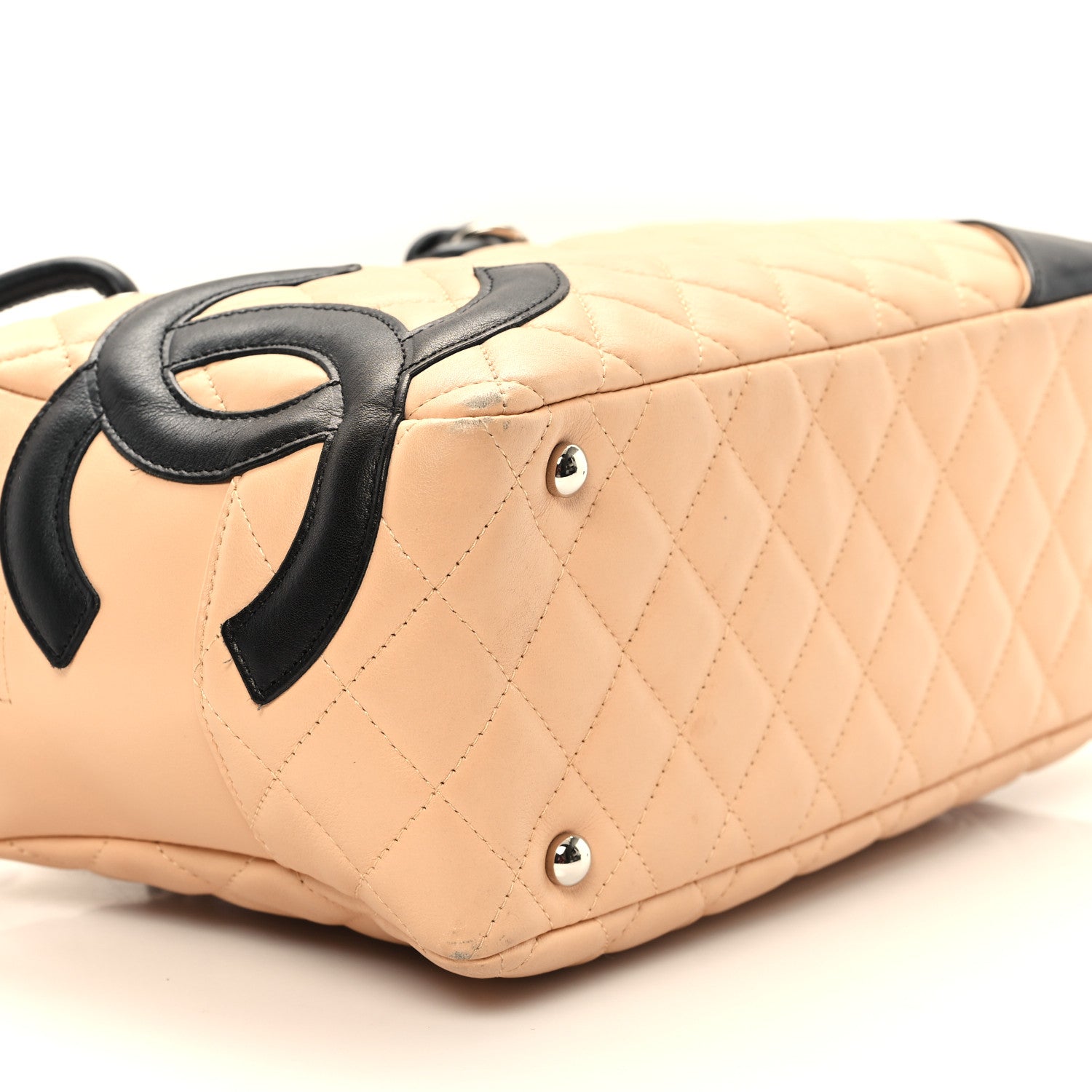 Chanel Calfskin Quilted Large Cambon Bowler Beige Black 9 of 11