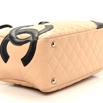 Chanel Calfskin Quilted Large Cambon Bowler Beige Black 9 of 11