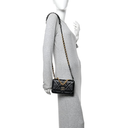 Chanel Lambskin Quilted Chanel 19 Wallet On Chain WOC Black 3 of 29