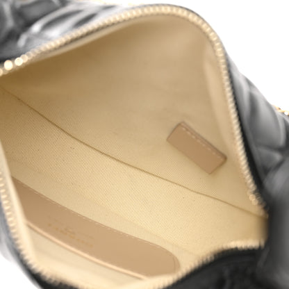 Chanel Shiny Crumpled Calfskin Quilted Bow Pouch Hobo Black 5 of 13