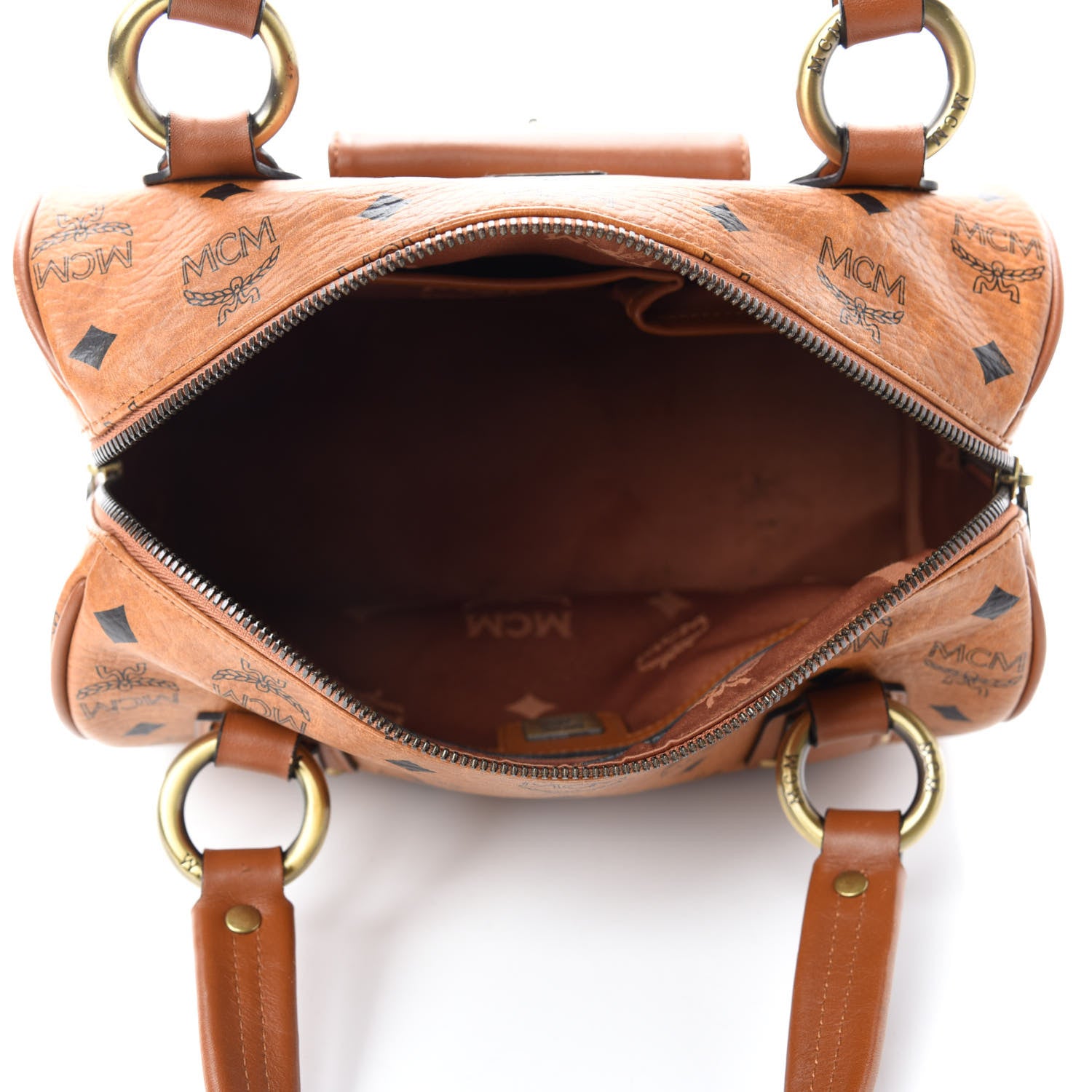 MCM Visetos Small Boston Bag Cognac 5 of 18