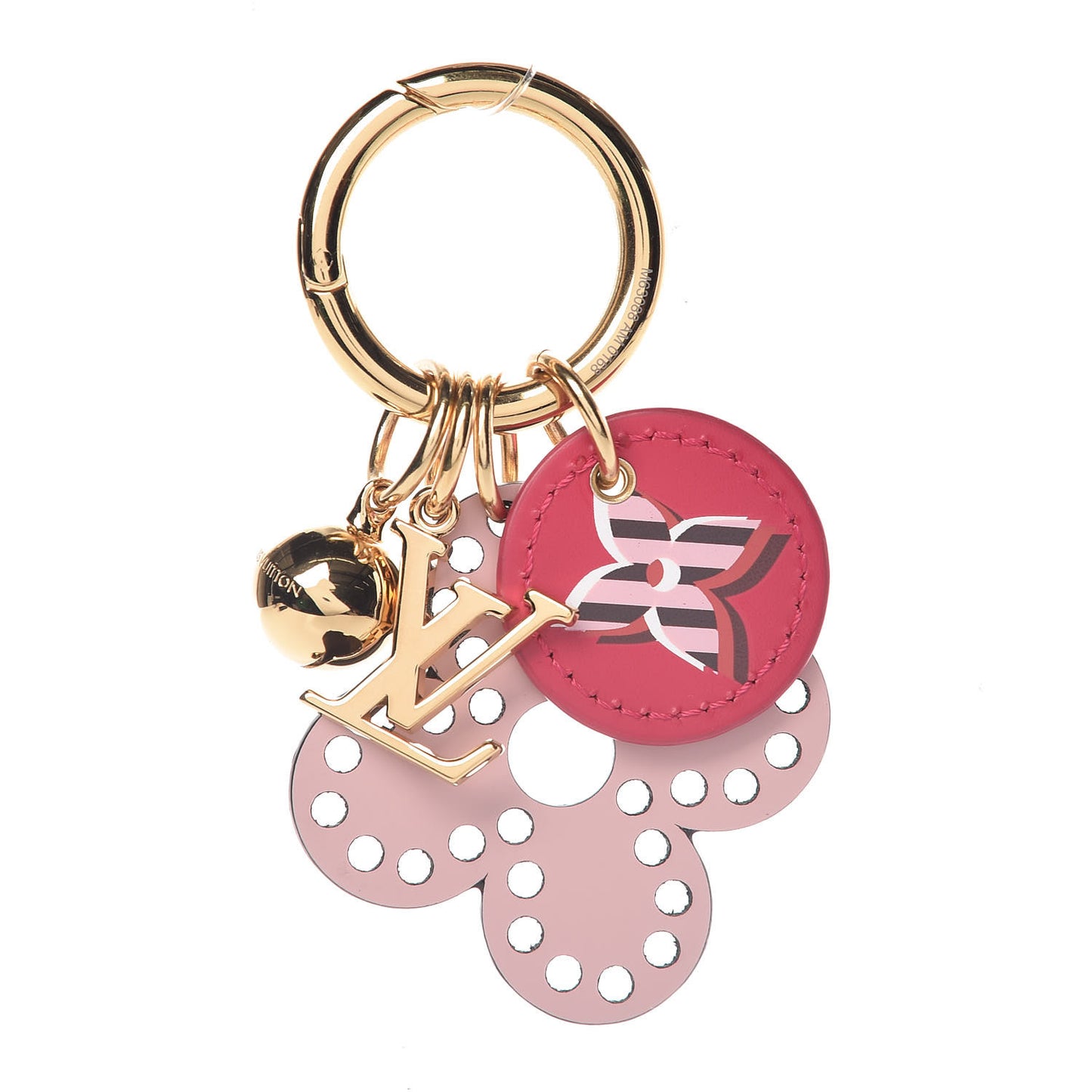 Monogram Fetish Flower Perforated Bag Charm Pink