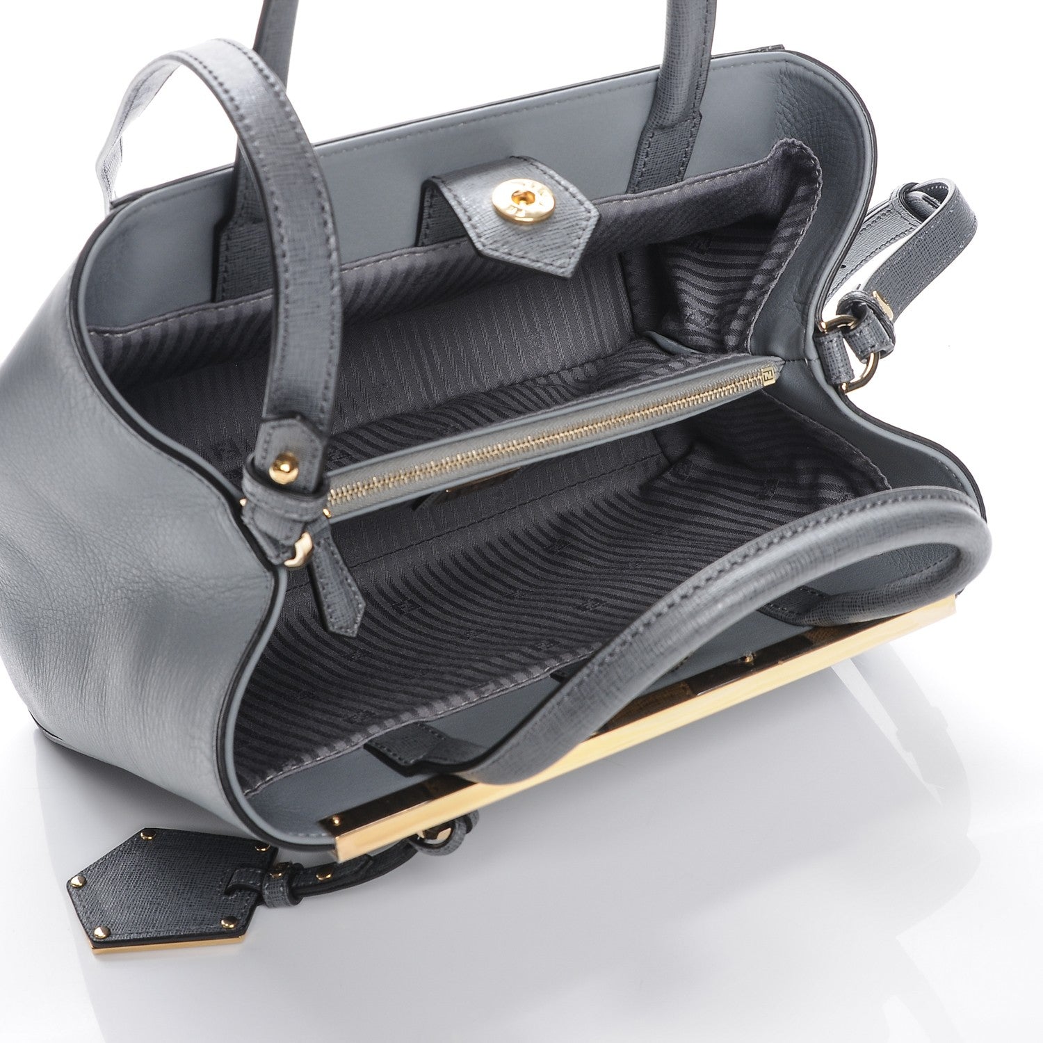 Fendi Vitello Elite Petite 2Jours Tote Grigio Grigio Chiaro 5 of 6