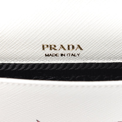 Prada X UNIVERSAL STUDIOS Saffiano Frankenstein Heart Top Handle Flap Bag White Fuxia 6 of 13
