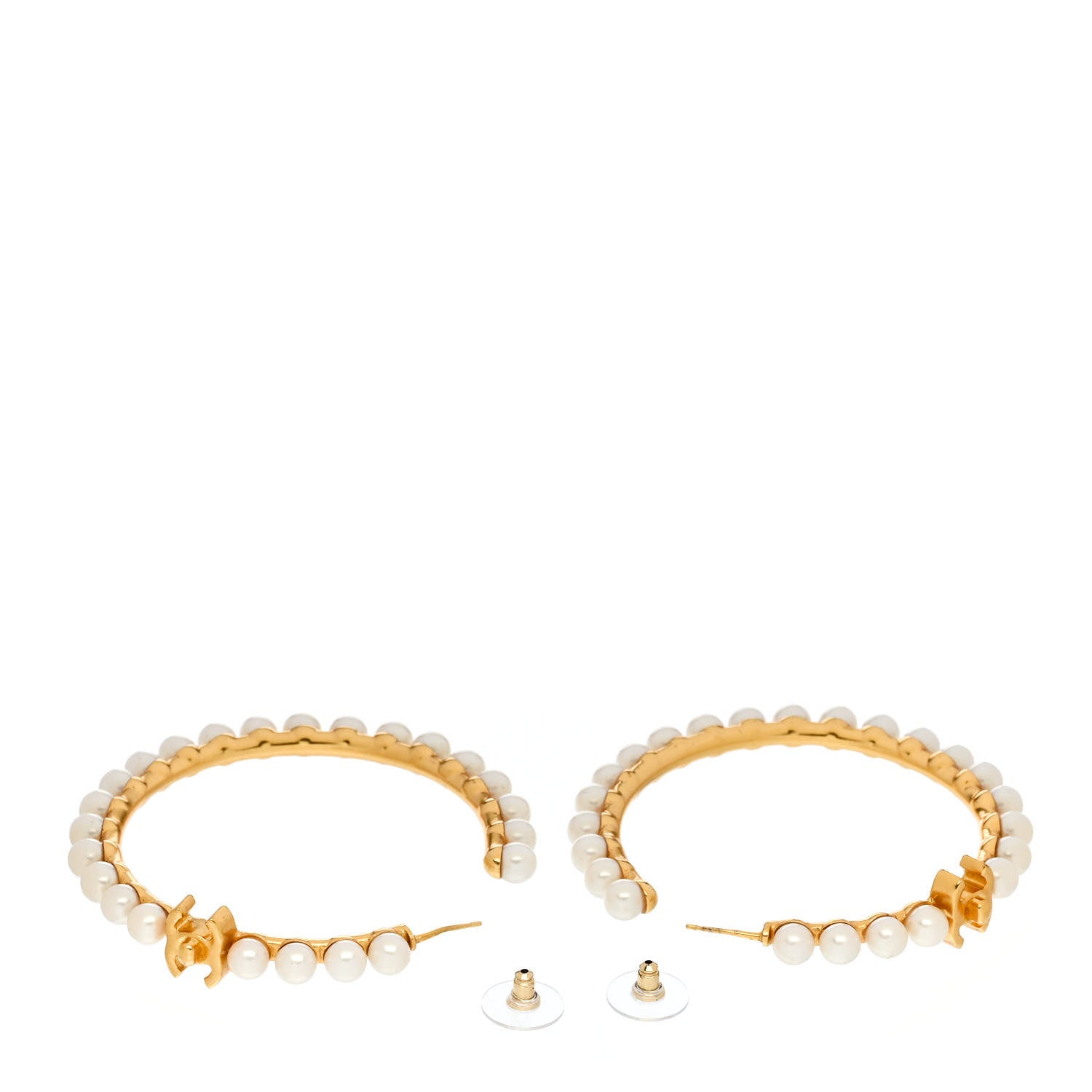 Chanel Pearl CC More Is More Hoop Earrings Gold 3 of 4