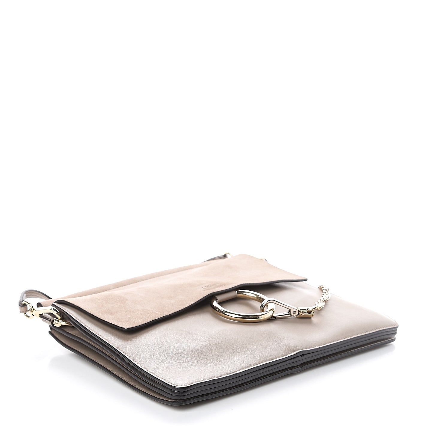 Calfskin Suede Medium Faye Shoulder Bag Motty Grey