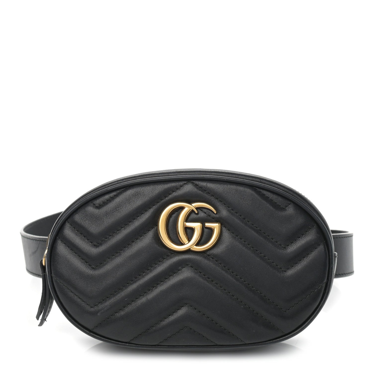 Gucci Calfskin Matelasse GG Marmont Belt Bag 75 30 Black 1 of 11