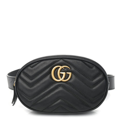 Gucci Calfskin Matelasse GG Marmont Belt Bag 75 30 Black 1 of 11