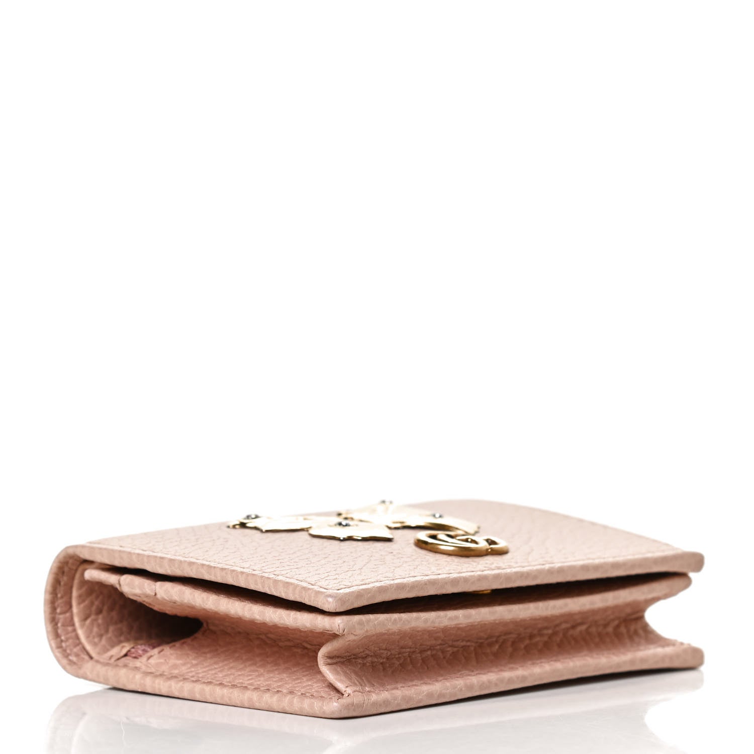 Gucci Pebbled Calfskin Butterfly Card Case Perfect Pink 4 of 9